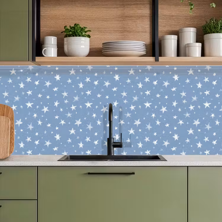 Keuken achterwand - Sterretjes - Patroon - Blauw — 5