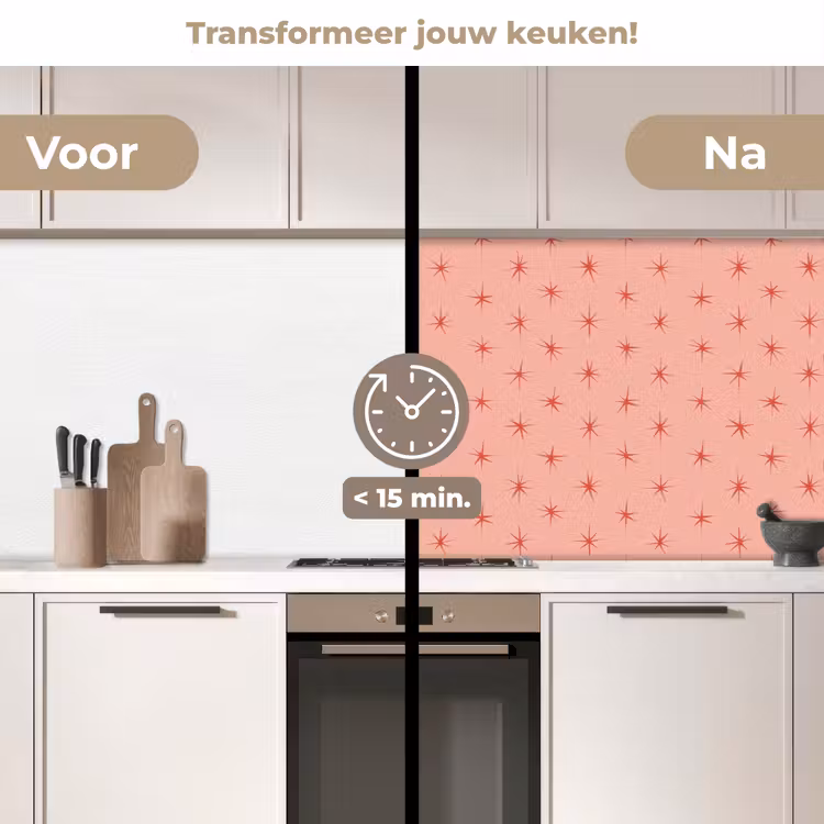 Keuken achterwand - Sterretjes - Patroon - Oranje — 2