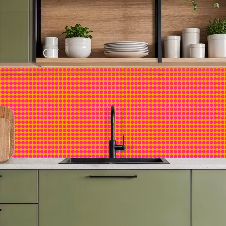 Keuken achterwand - Stippen - Patroon - Oranje — 5