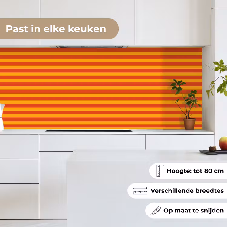 Keuken achterwand - Strepen - Patroon - Oranje — 4