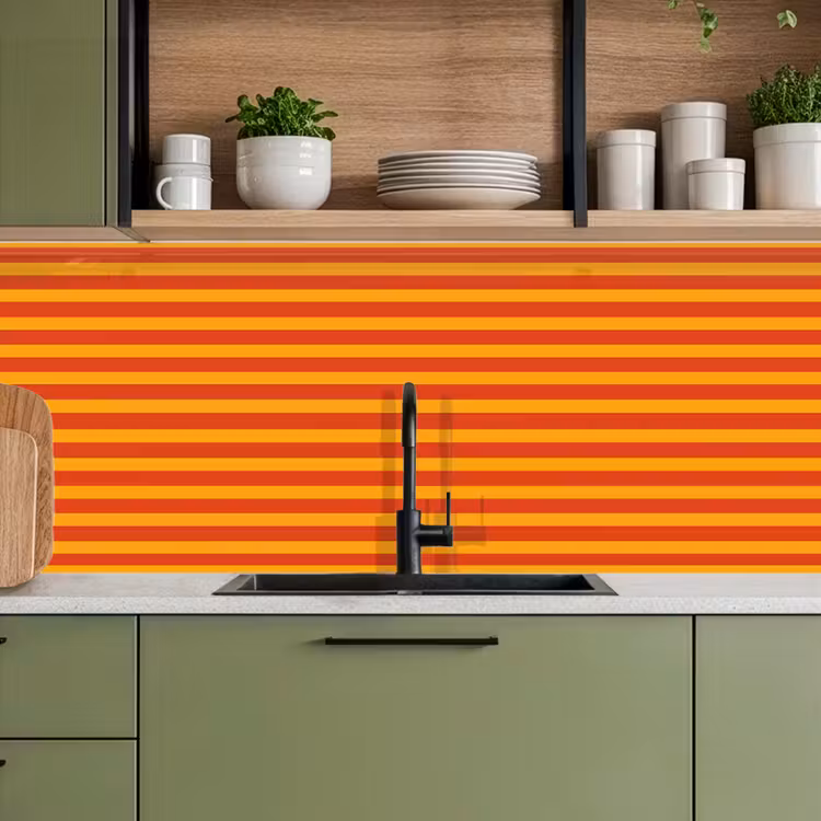 Keuken achterwand - Strepen - Patroon - Oranje — 5