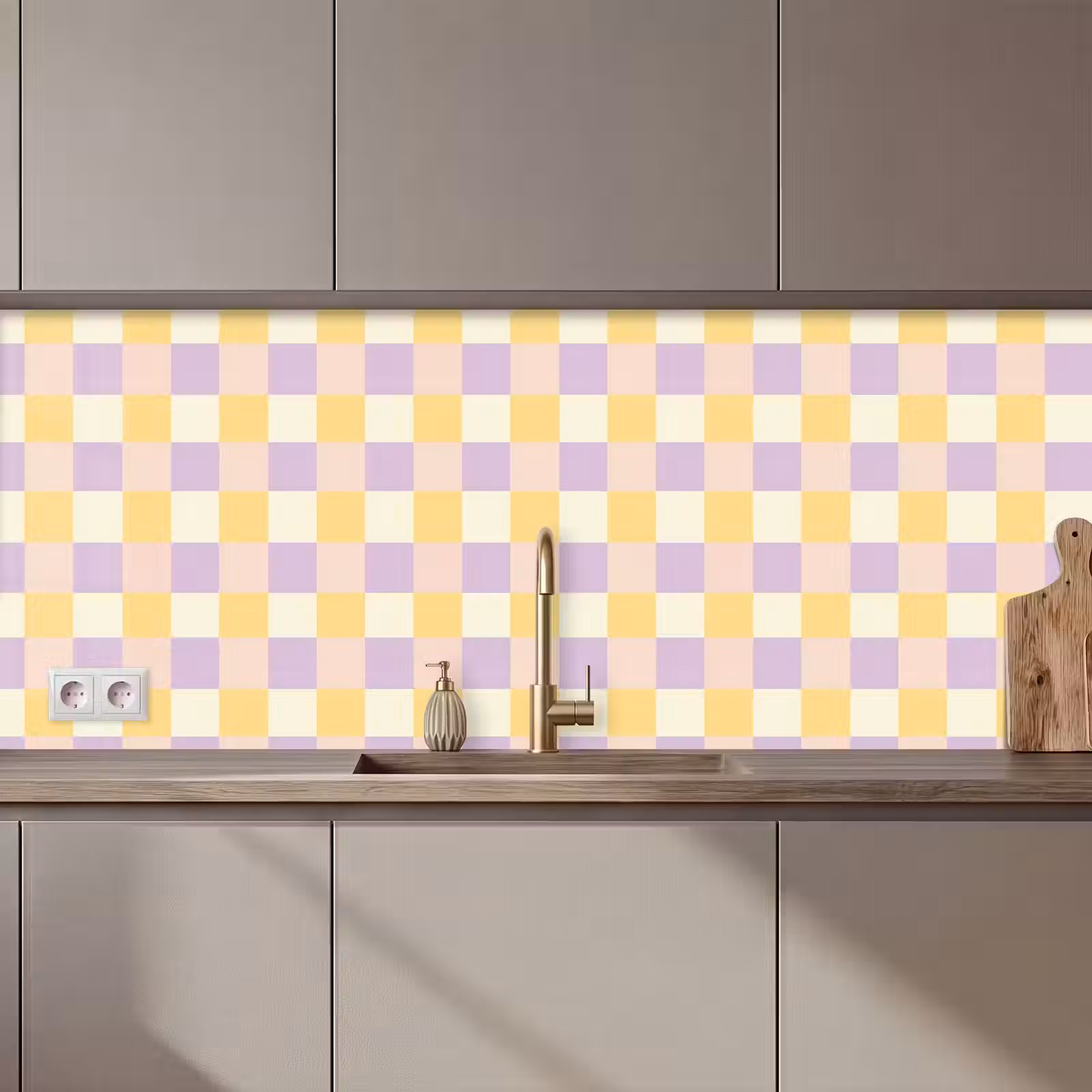 Keuken achterwand - Blokjes - Lila - Geel — 1