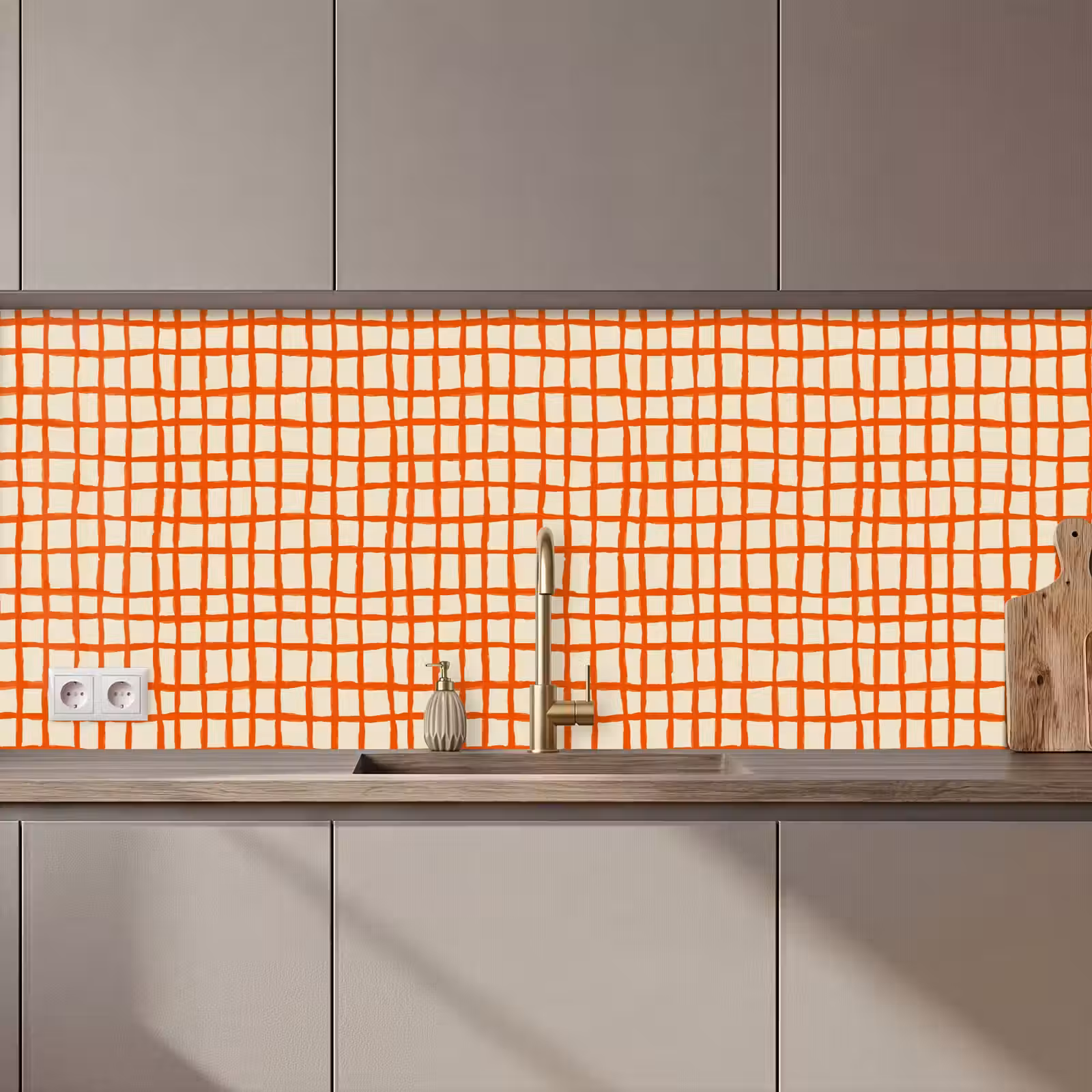 Keuken achterwand - Patroon - Lijnen - Oranje — 1