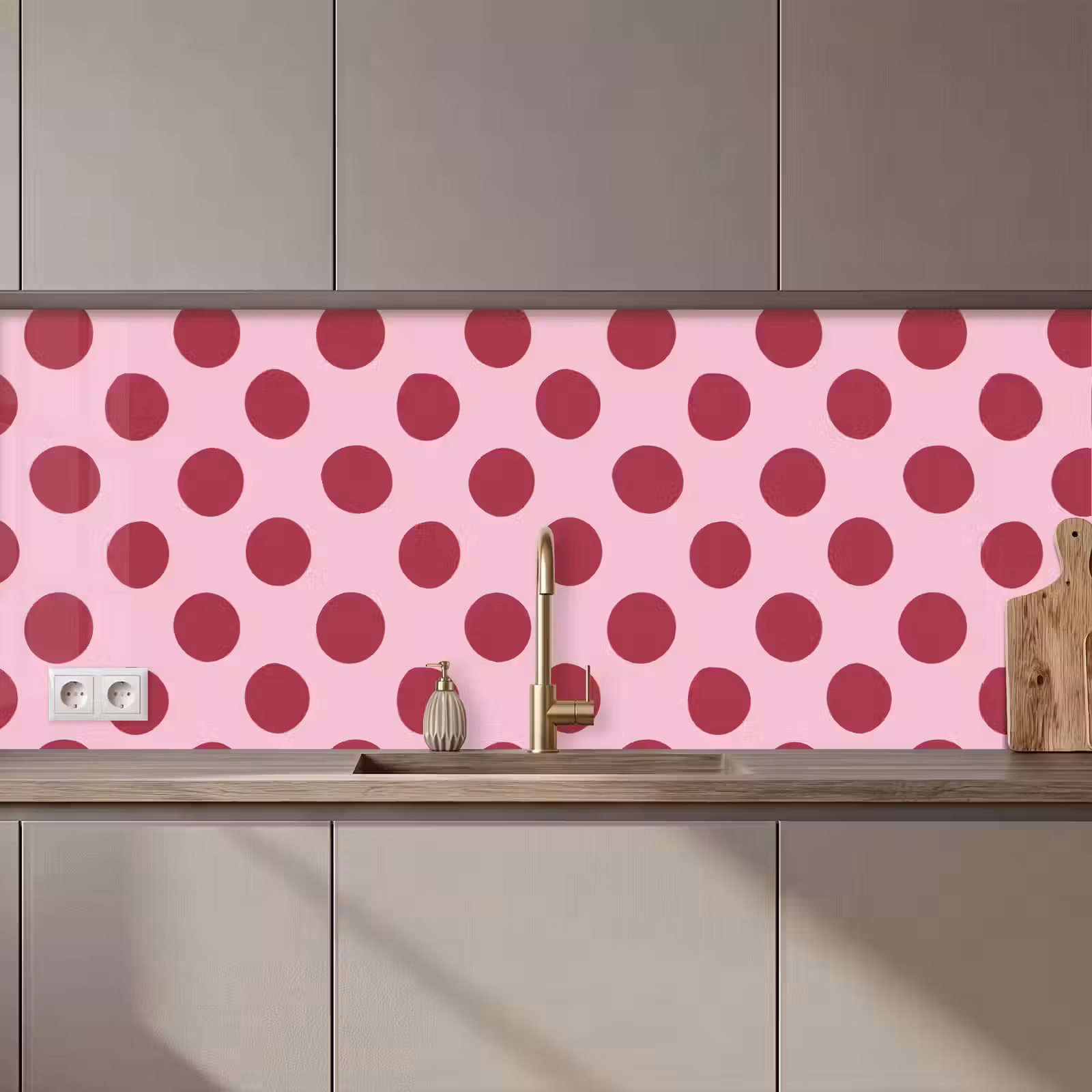 Keuken achterwand - Stippen - Patroon - Bordeaux — 1