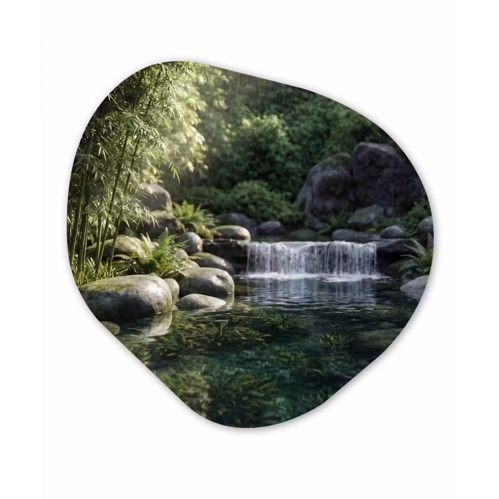 Organische schilderij - Aluminium - Beek - Waterval - Natuur - Groen — 1
