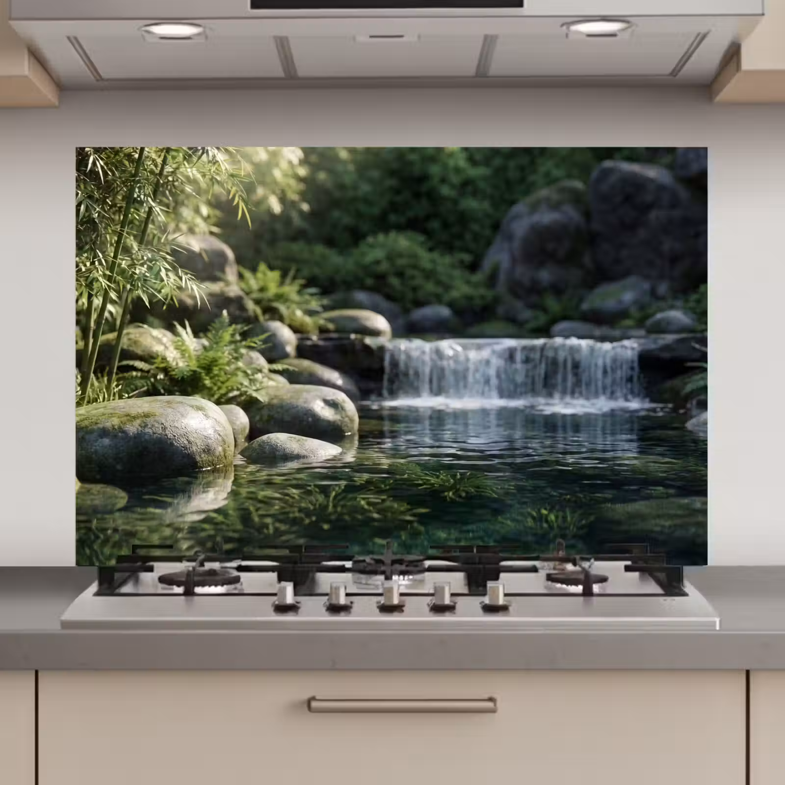 Spatscherm keuken - Beek - Waterval - Natuur - Groen — 1