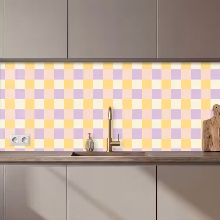 Keuken achterwand - Blokjes - Lila - Geel — 1