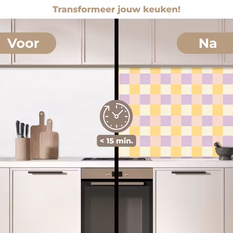 Keuken achterwand - Blokjes - Lila - Geel — 2