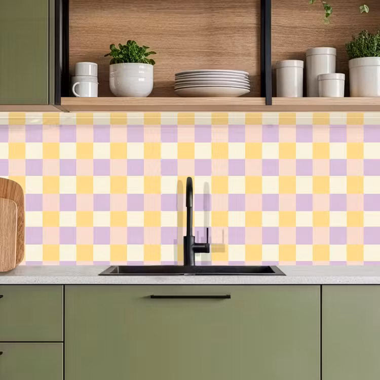 Keuken achterwand - Blokjes - Lila - Geel — 5