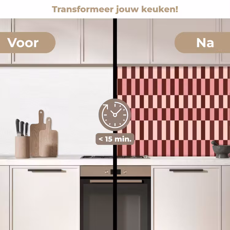 Keuken achterwand - Roze - Rood - Blokjes — 2