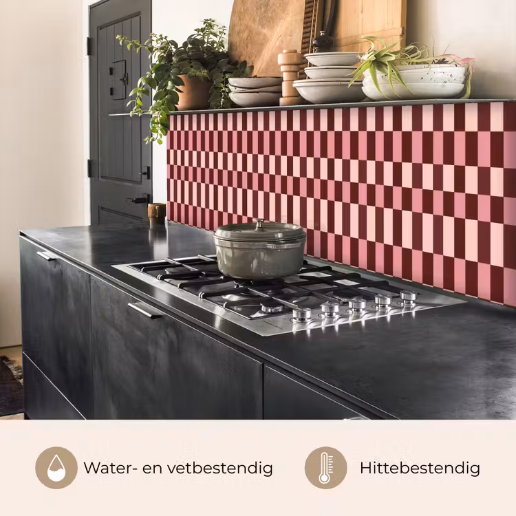 Keuken achterwand - Roze - Rood - Blokjes — 3