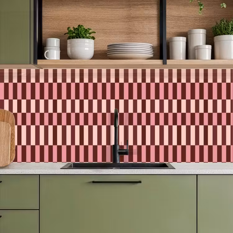 Keuken achterwand - Roze - Rood - Blokjes — 5