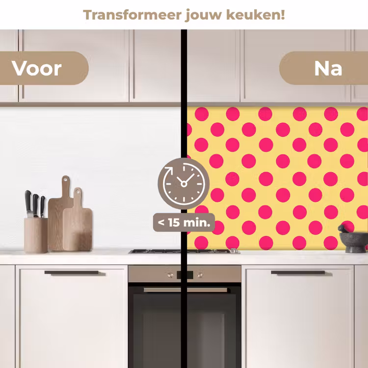 Keuken achterwand - Roze - Stippen - Geel — 2
