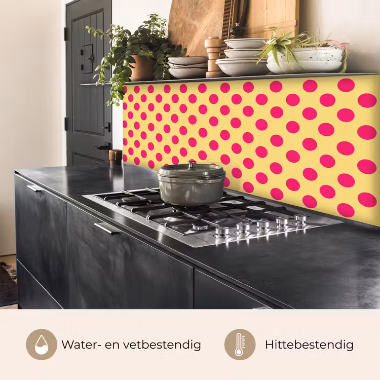 Keuken achterwand - Roze - Stippen - Geel — 3