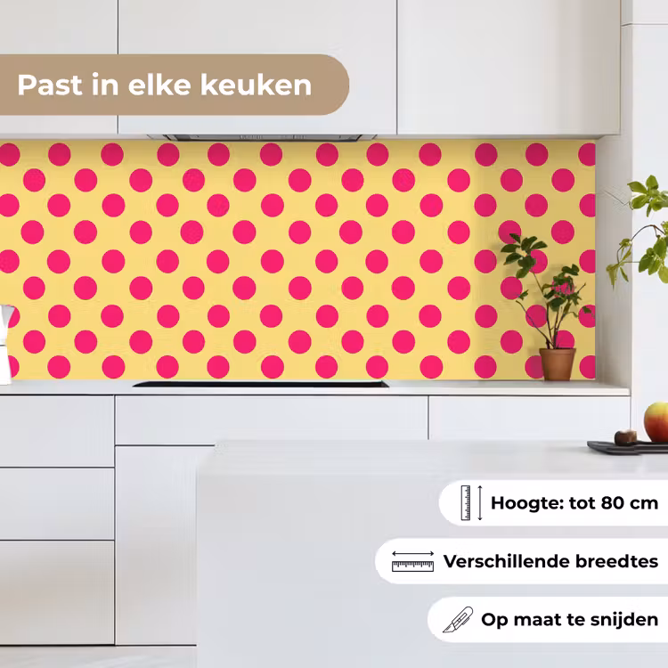 Keuken achterwand - Roze - Stippen - Geel — 4