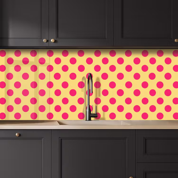 Keuken achterwand - Roze - Stippen - Geel — 6
