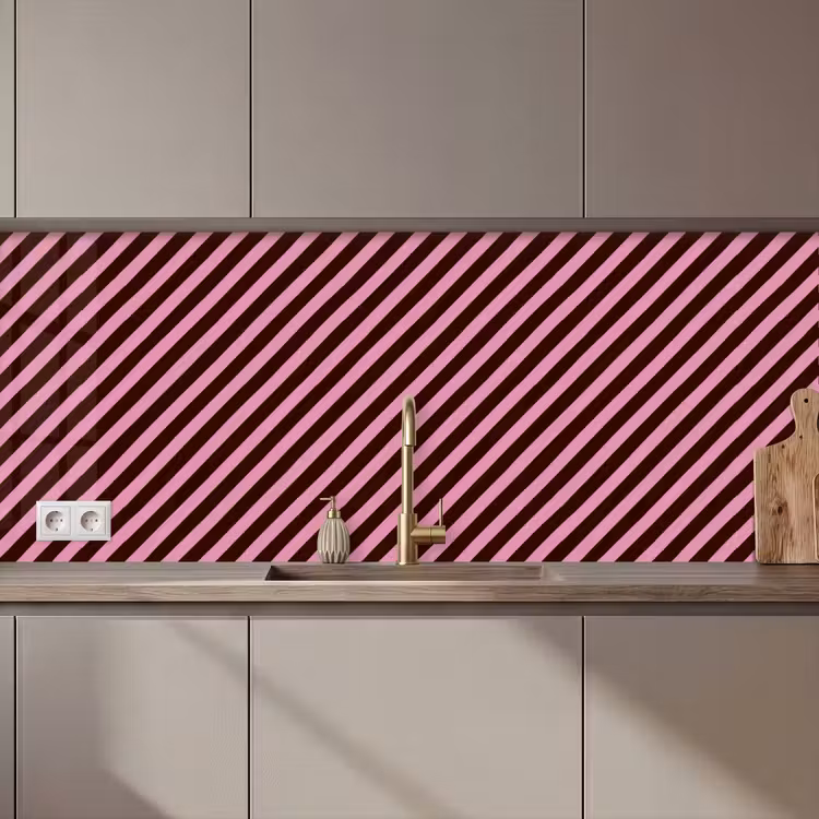 Keuken achterwand - Strepen - Roze - Bruin — 1