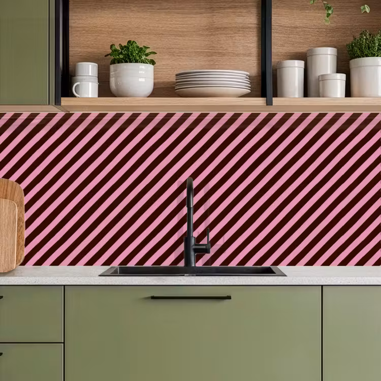 Keuken achterwand - Strepen - Roze - Bruin — 5