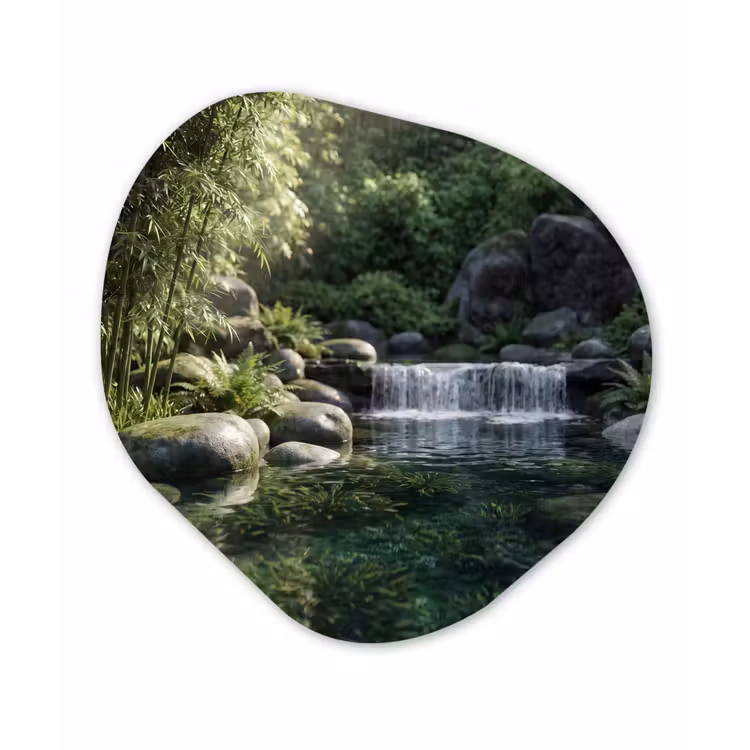 Organische schilderij - Aluminium - Beek - Waterval - Natuur - Groen — 1