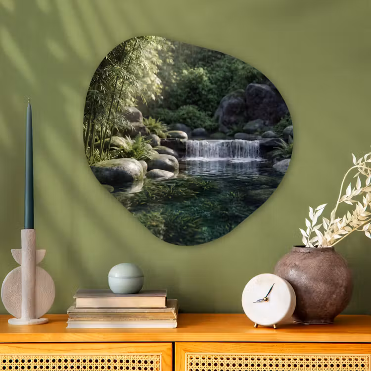 Organische schilderij - Aluminium - Beek - Waterval - Natuur - Groen — 2