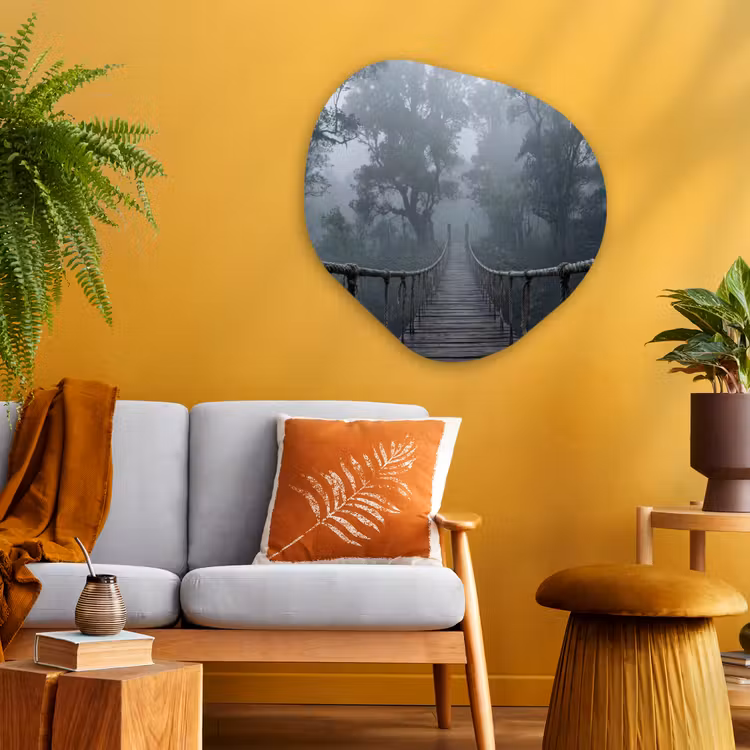 Organische schilderij - Aluminium - Brug - Jungle - Mist - Natuur — 3
