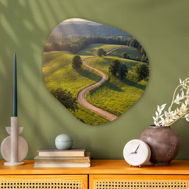 Organische schilderij - Aluminium - Weg - Weide - Natuur - Groen — 2