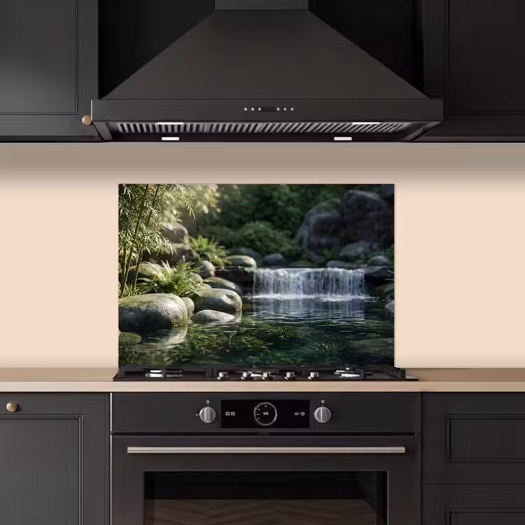 Spatscherm keuken - Beek - Waterval - Natuur - Groen — 2