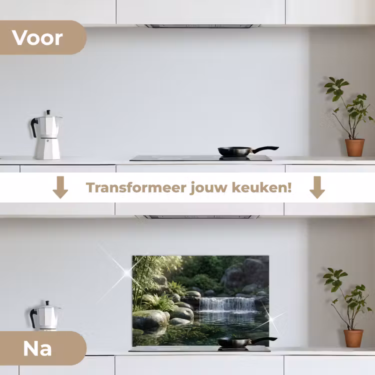 Spatscherm keuken - Beek - Waterval - Natuur - Groen — 3