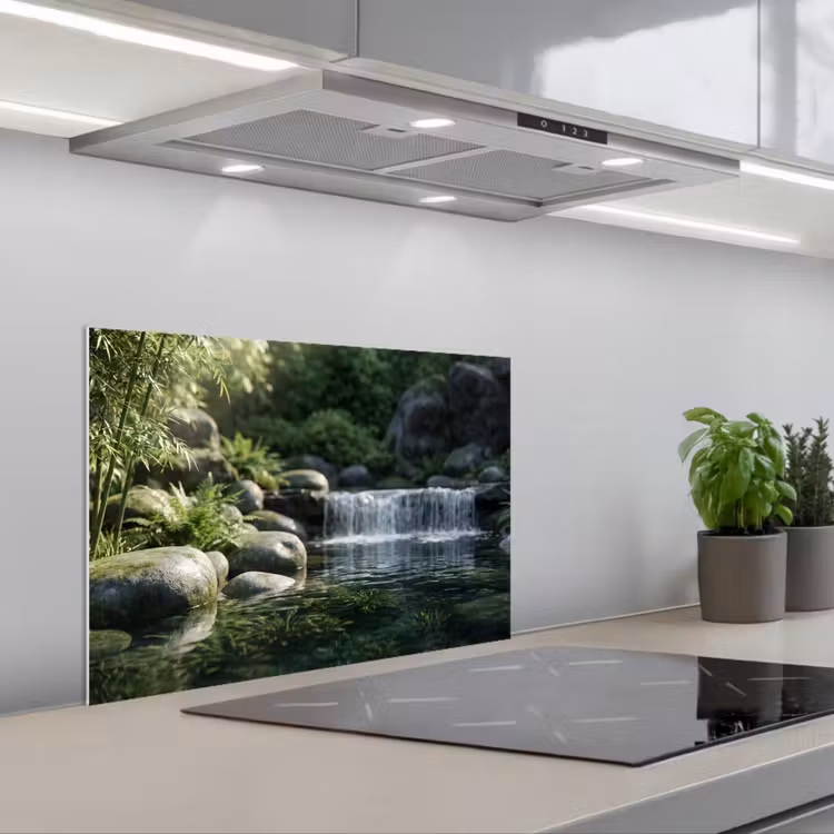 Spatscherm keuken - Beek - Waterval - Natuur - Groen — 5