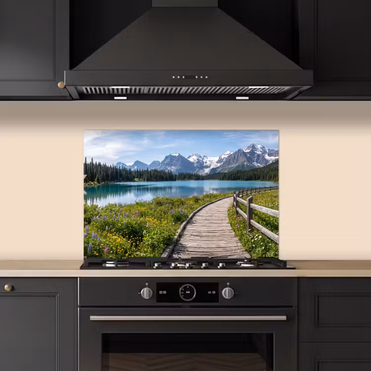 Spatscherm keuken - Bergen - Meer - Landschap - Blauw — 2