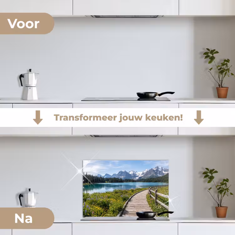 Spatscherm keuken - Bergen - Meer - Landschap - Blauw — 3