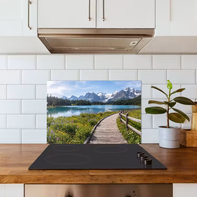 Spatscherm keuken - Bergen - Meer - Landschap - Blauw — 6