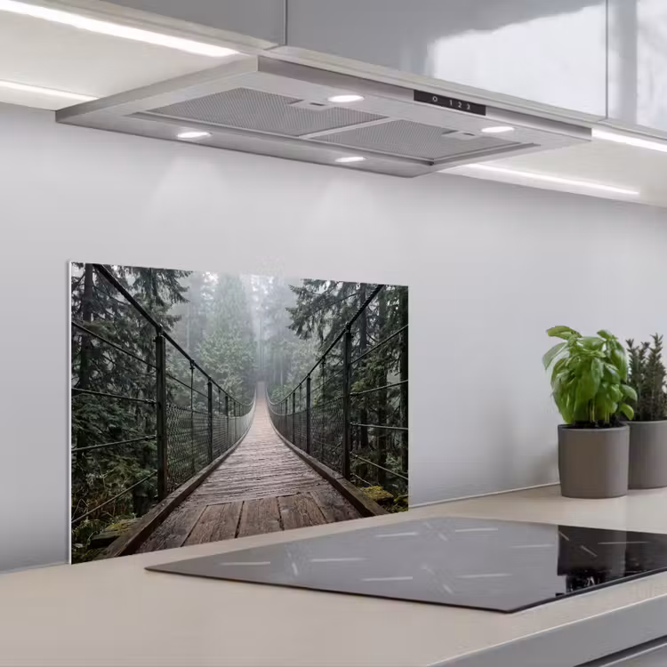 Spatscherm keuken - Brug - Bos - Mist - Natuur — 5