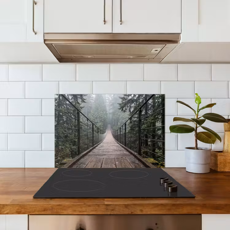Spatscherm keuken - Brug - Bos - Mist - Natuur — 6