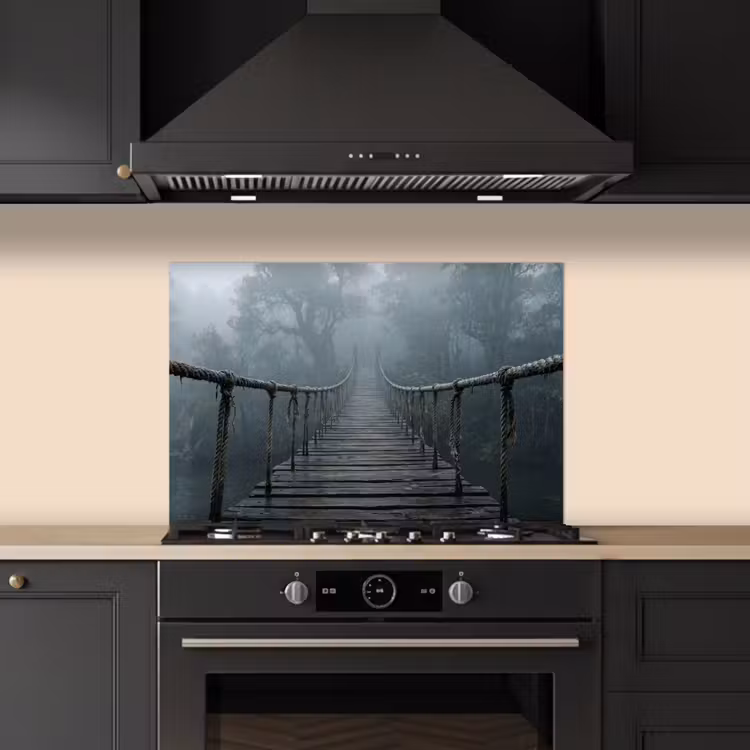 Spatscherm keuken - Brug - Jungle - Mist - Natuur — 2