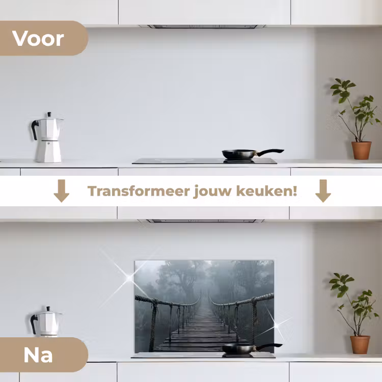 Spatscherm keuken - Brug - Jungle - Mist - Natuur — 3