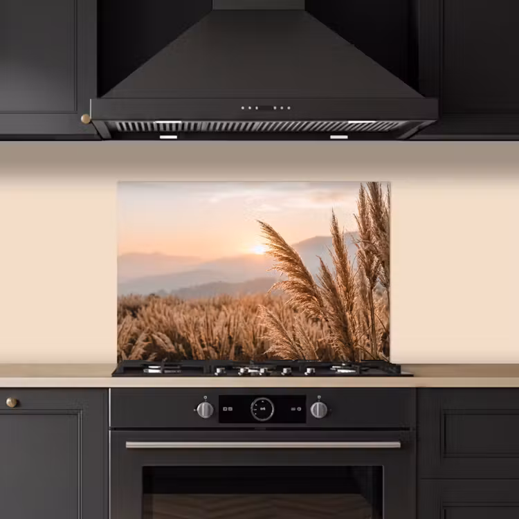 Spatscherm keuken - Gras - Veld - Zon - Natuur — 2