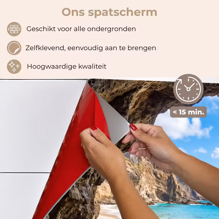 Spatscherm keuken - Grot - Strand - Zee - Blauw — 4