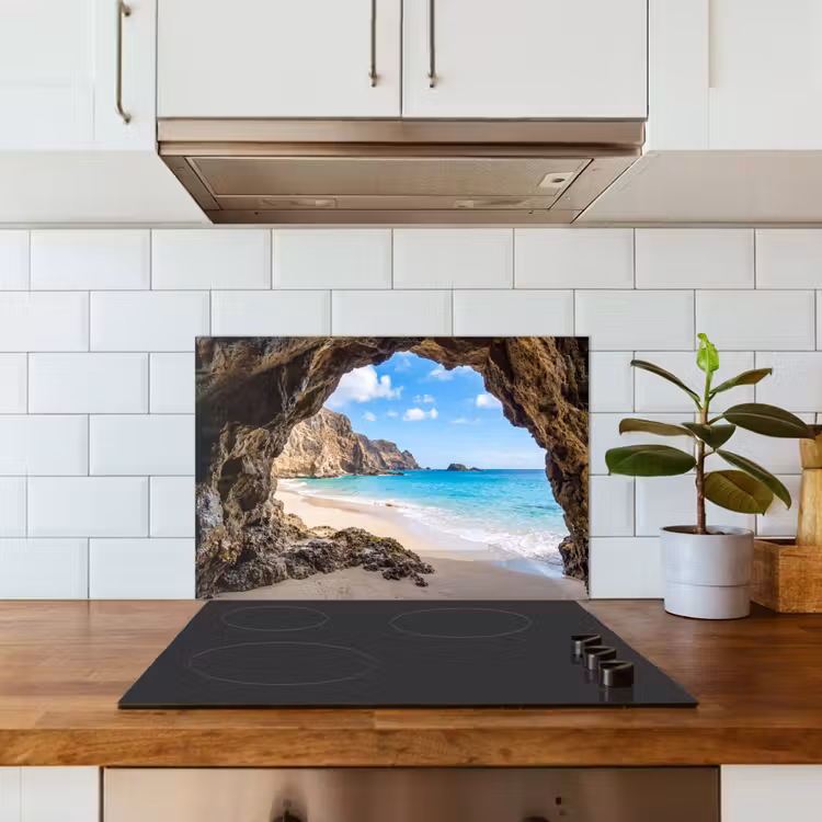 Spatscherm keuken - Grot - Strand - Zee - Blauw — 6