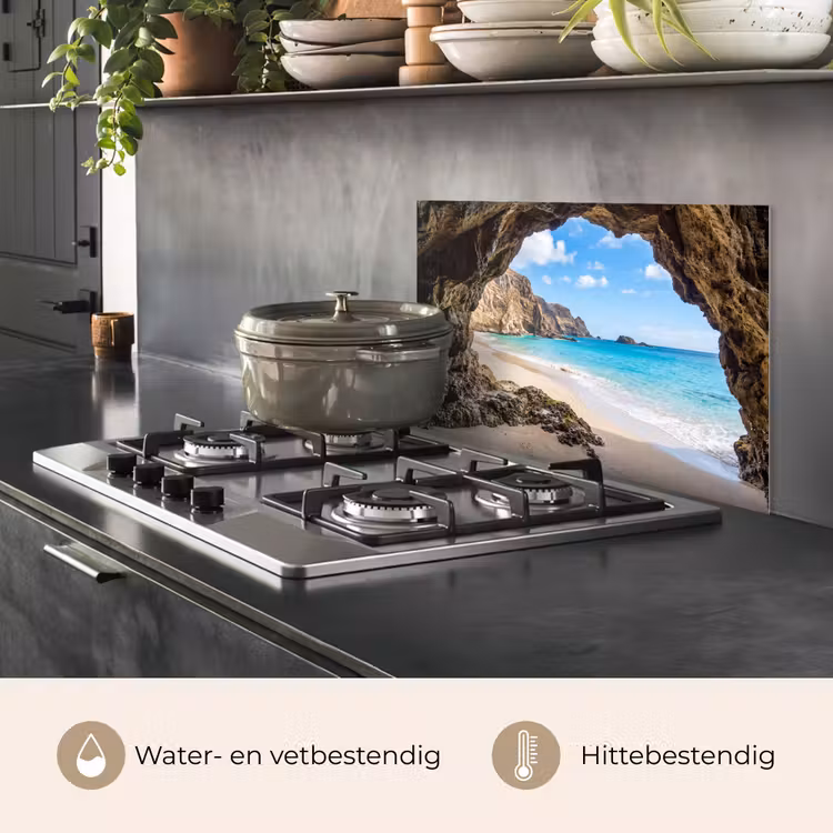 Spatscherm keuken - Grot - Strand - Zee - Blauw — 7