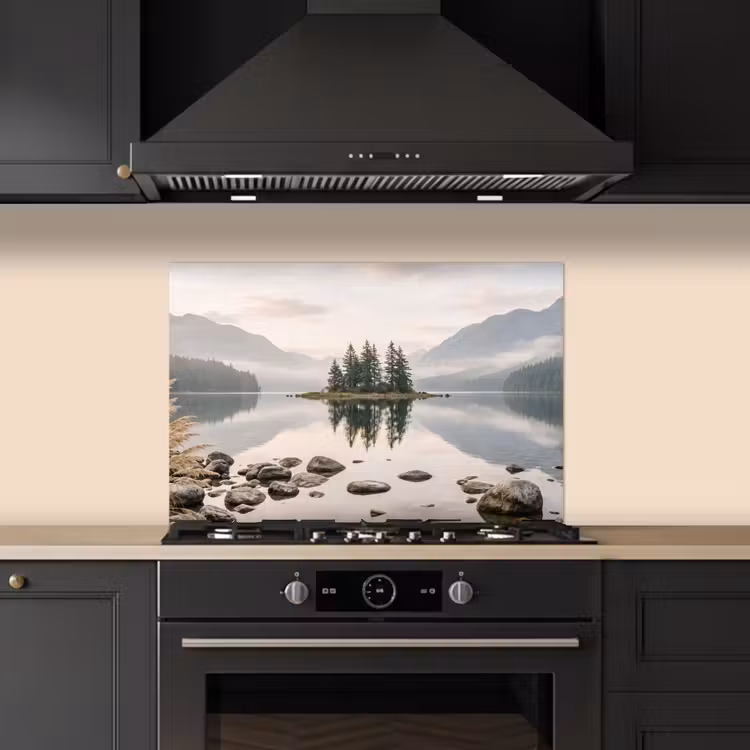 Spatscherm keuken - Meer - Bergen - Landschap - Groen — 2