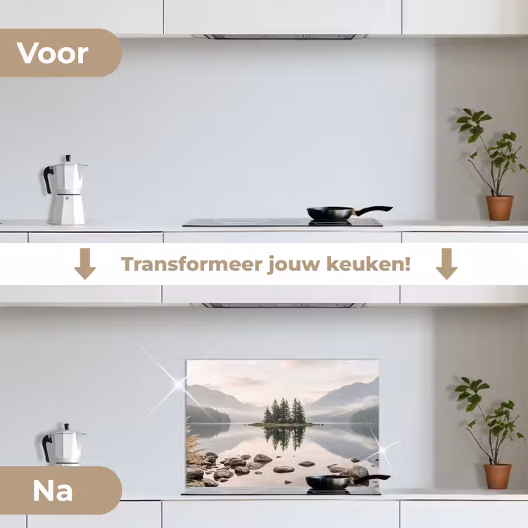 Spatscherm keuken - Meer - Bergen - Landschap - Groen — 3