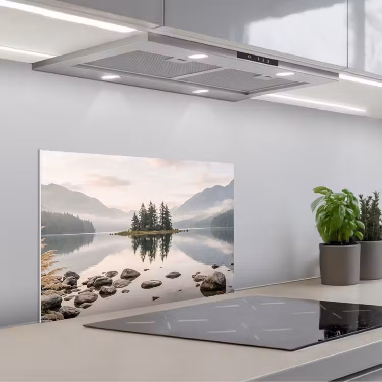 Spatscherm keuken - Meer - Bergen - Landschap - Groen — 5