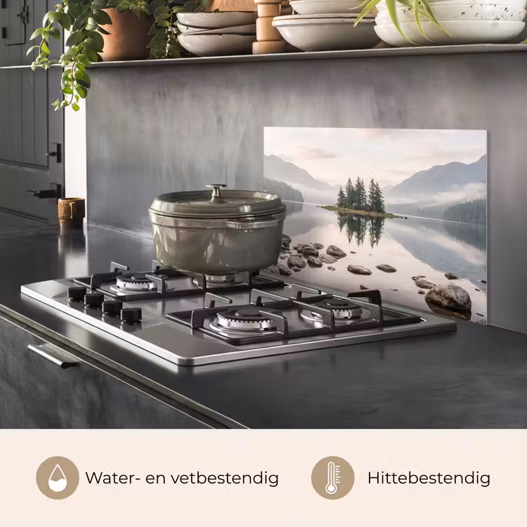 Spatscherm keuken - Meer - Bergen - Landschap - Groen — 7
