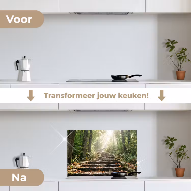 Spatscherm keuken - Stenen - Trap - Bos - Natuur — 3