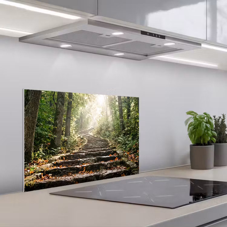 Spatscherm keuken - Stenen - Trap - Bos - Natuur — 5