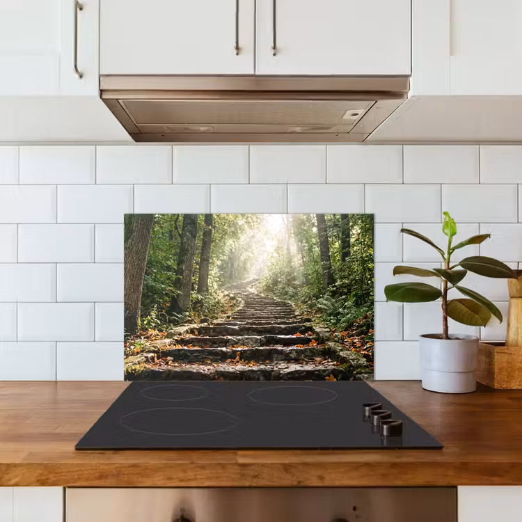 Spatscherm keuken - Stenen - Trap - Bos - Natuur — 6