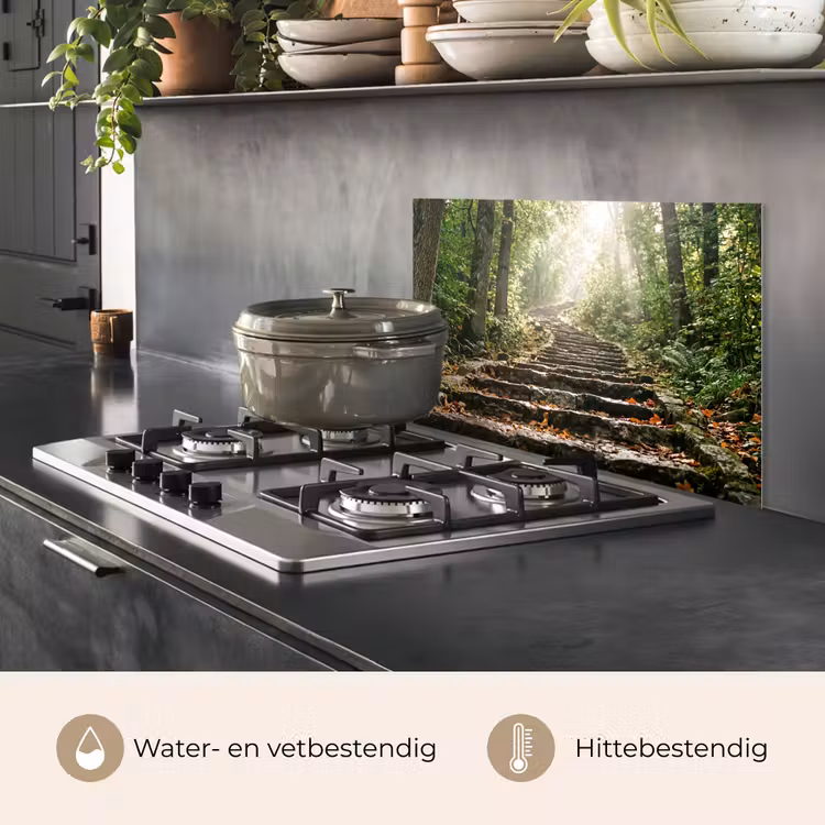 Spatscherm keuken - Stenen - Trap - Bos - Natuur — 7