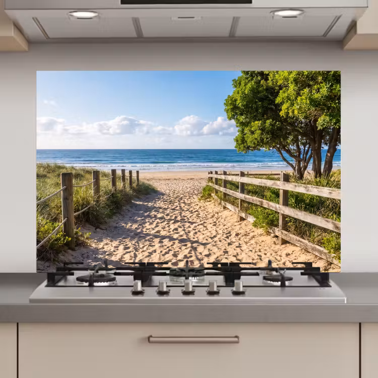 Spatscherm keuken - Strand - Zandpad - Oceaan - Natuur — 1