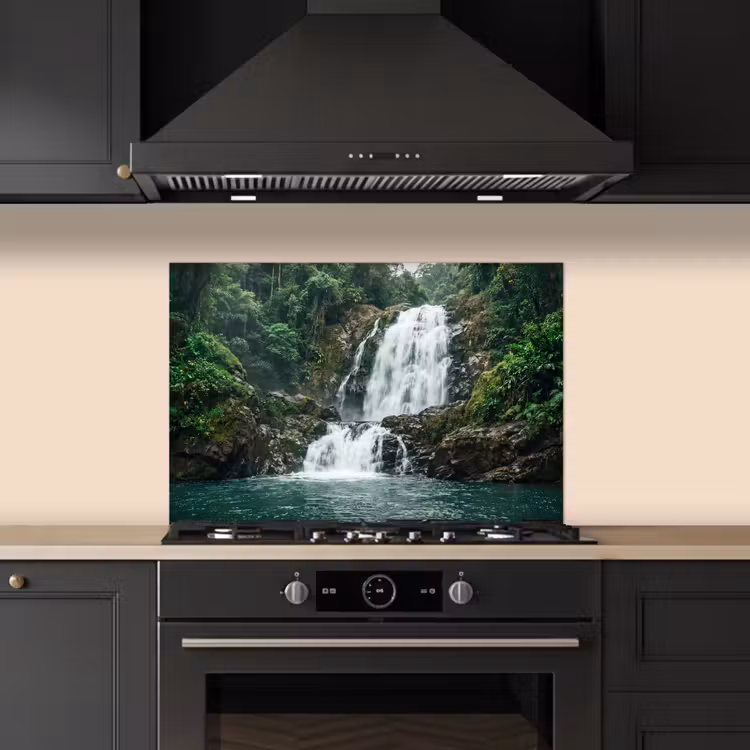 Spatscherm keuken - Waterfall - Forest - Nature - Greenkhgyguyg — 2